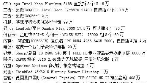 顶配电脑主机配置推荐